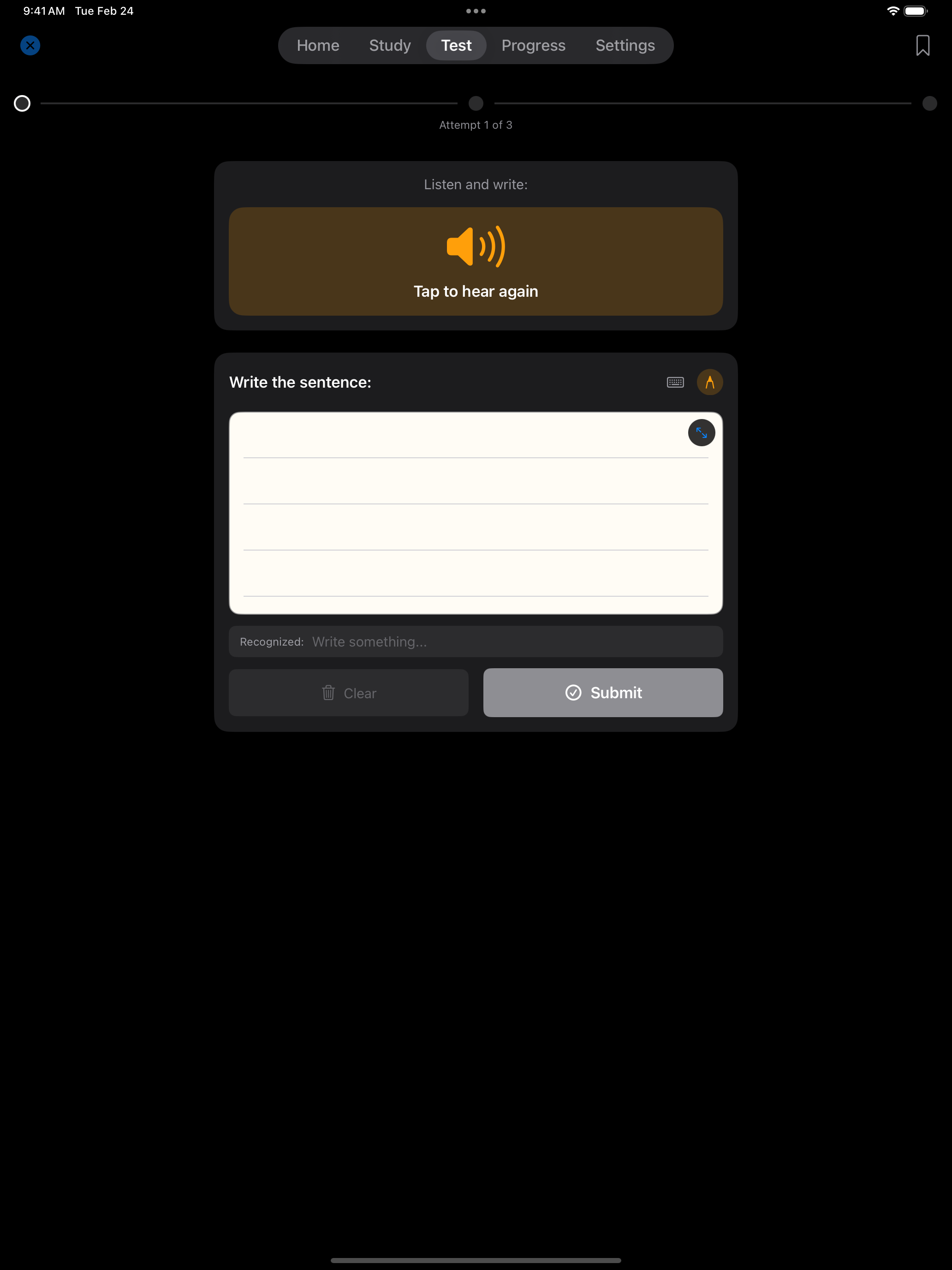 Writing handwriting canvas on iPad