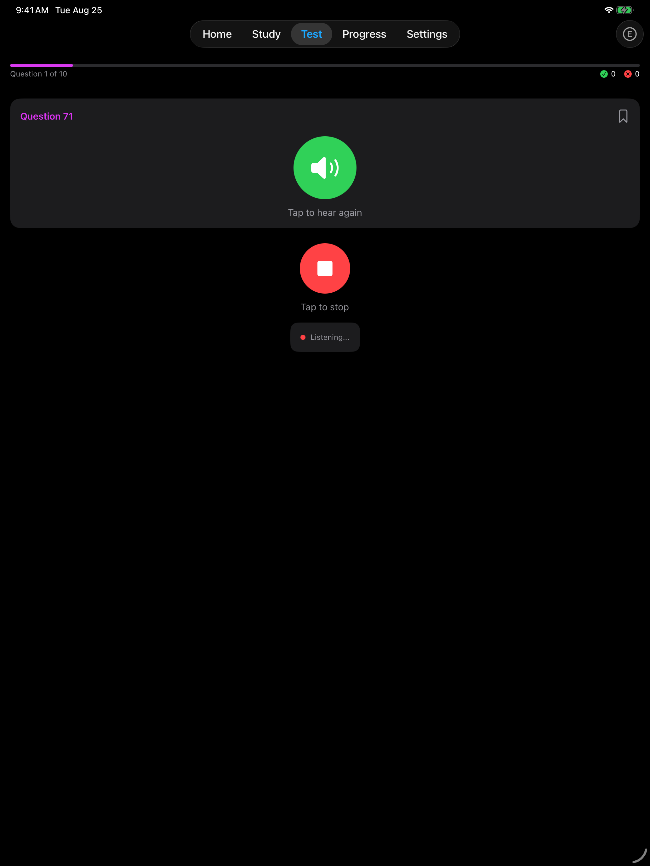 Listening for a spoken answer on iPad