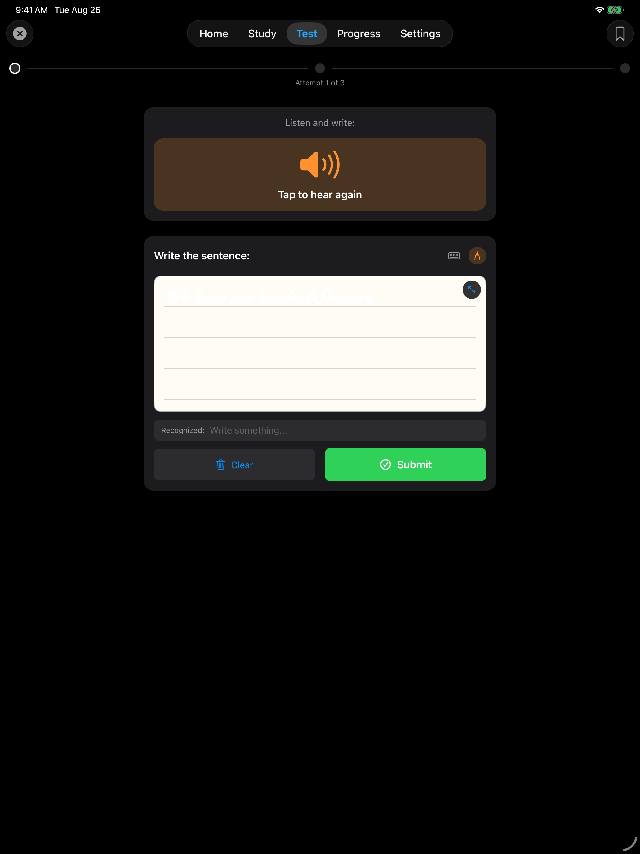 Handwriting on the canvas, recognized as you write on iPad