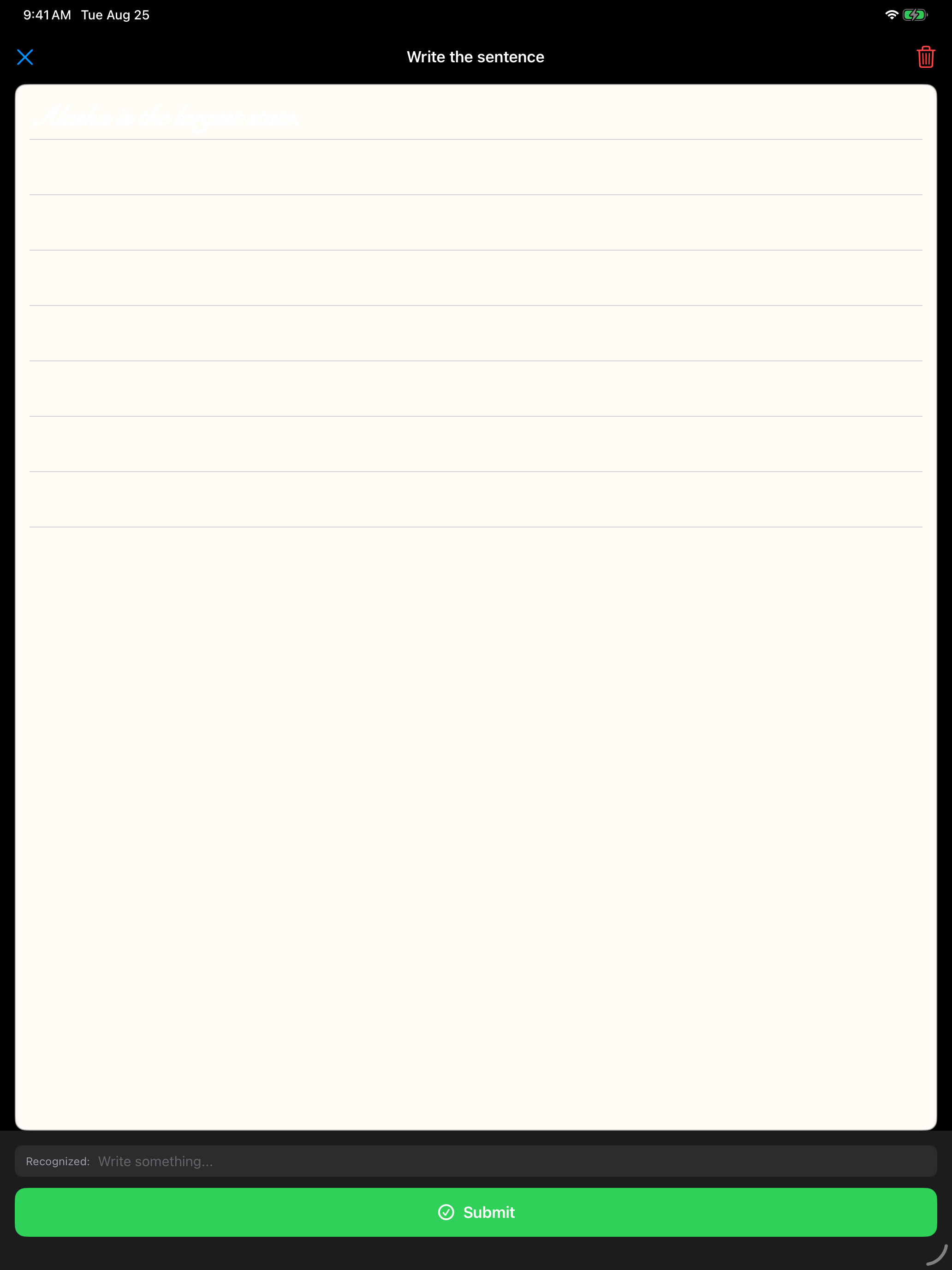 The canvas expanded to full screen on iPad