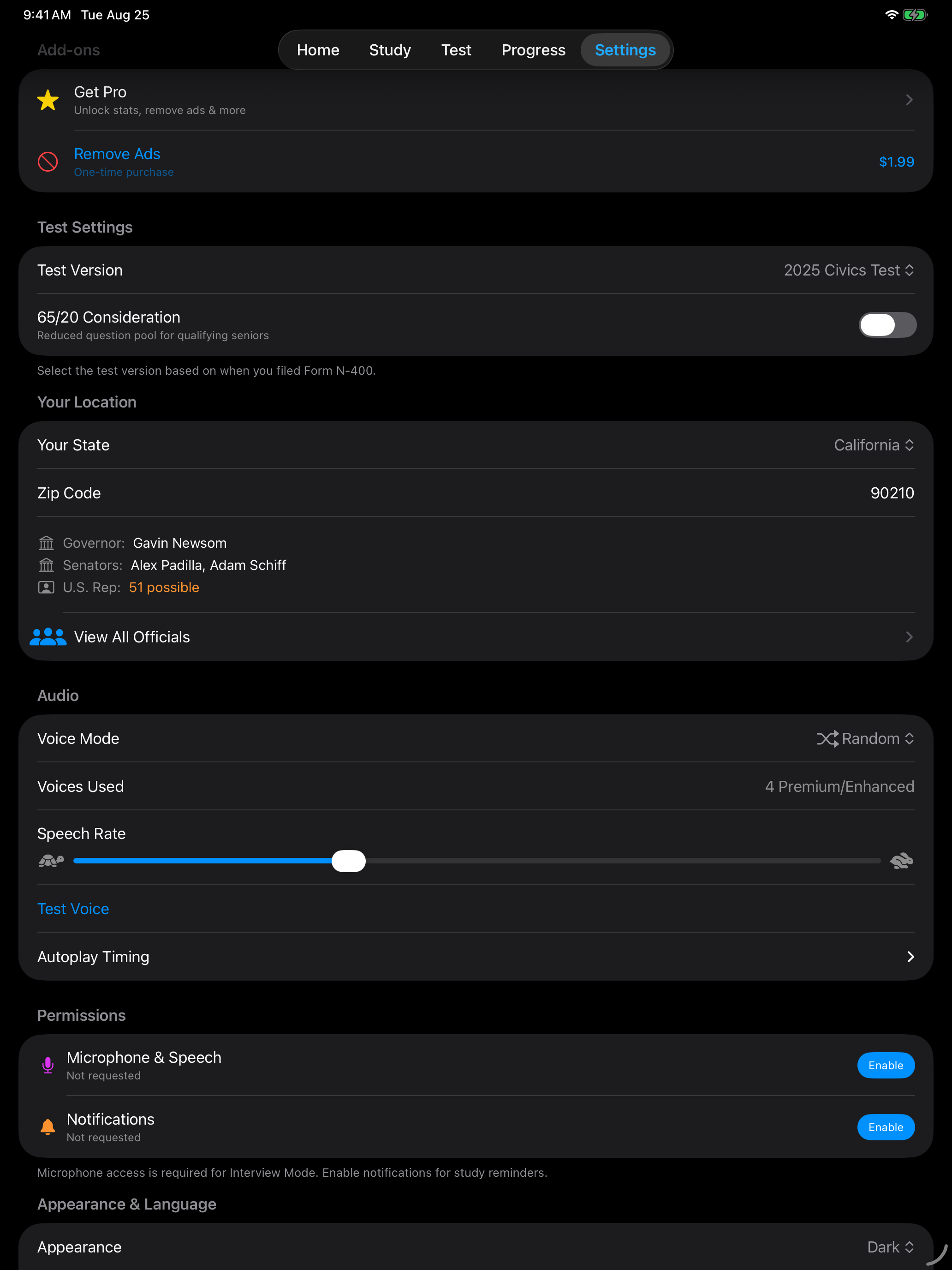 The Add-ons section before any purchase on iPad