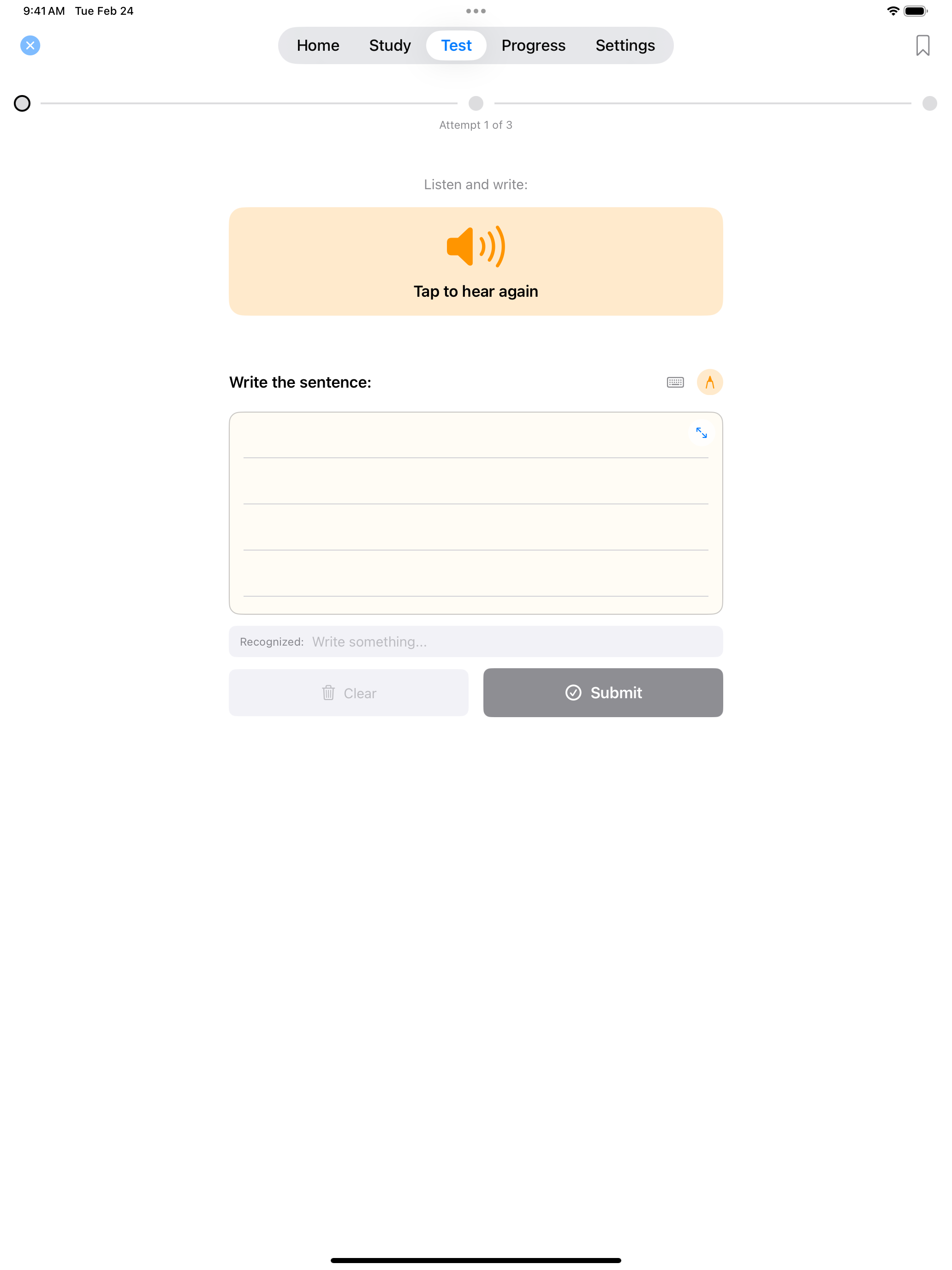 Writing handwriting canvas on iPad