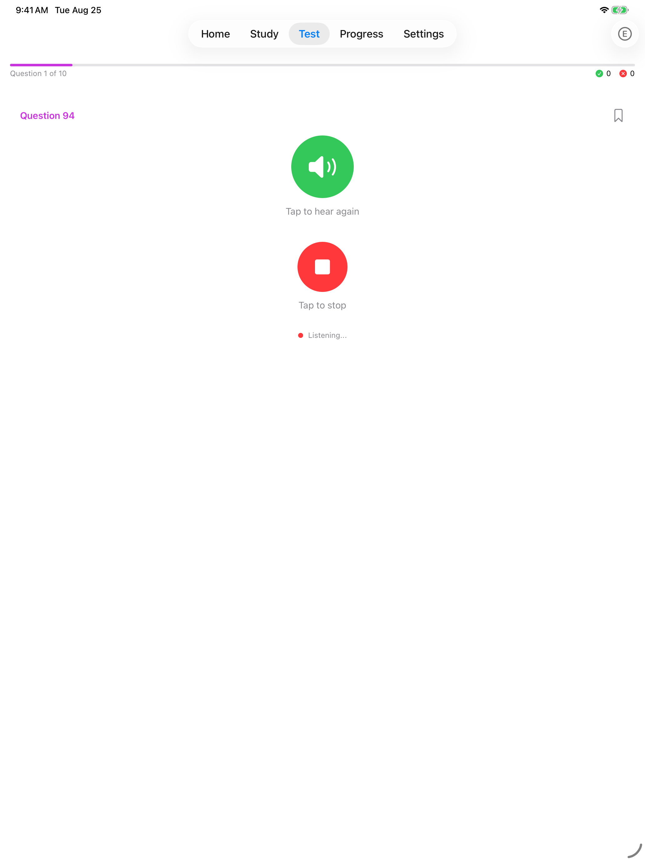 Listening for a spoken answer on iPad