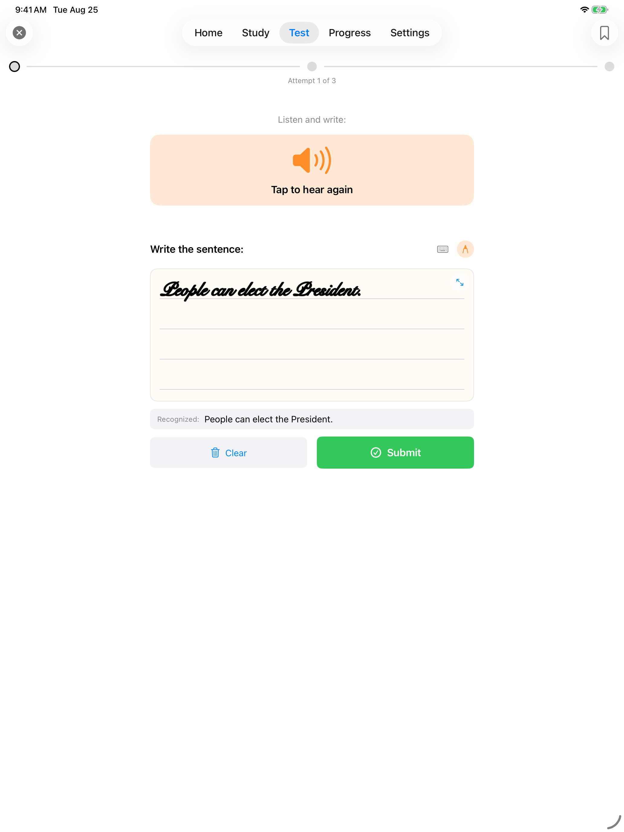 Handwriting on the canvas, recognized as you write on iPad