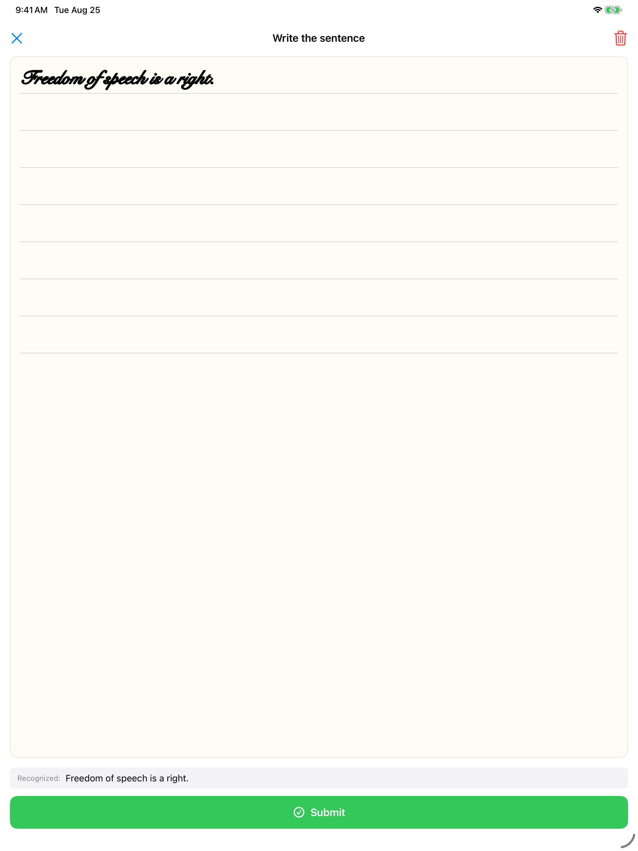 The canvas expanded to full screen on iPad