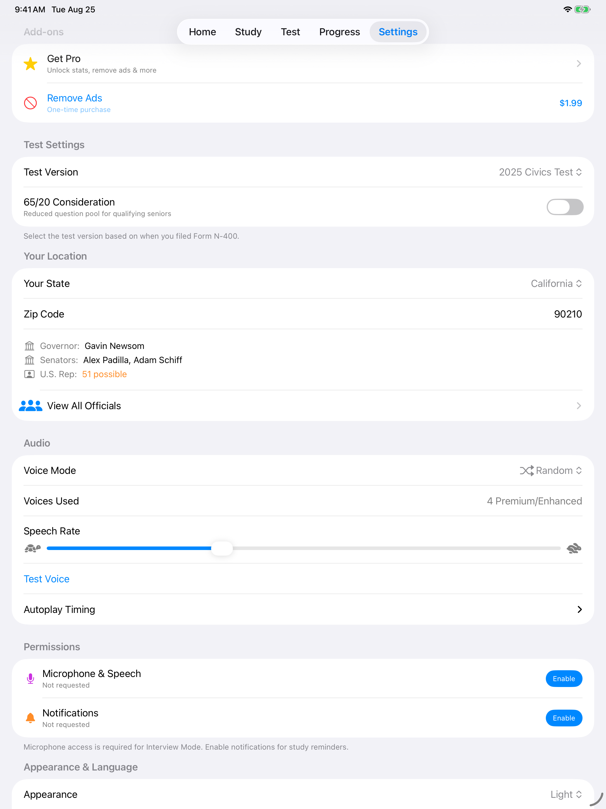 The Add-ons section before any purchase on iPad
