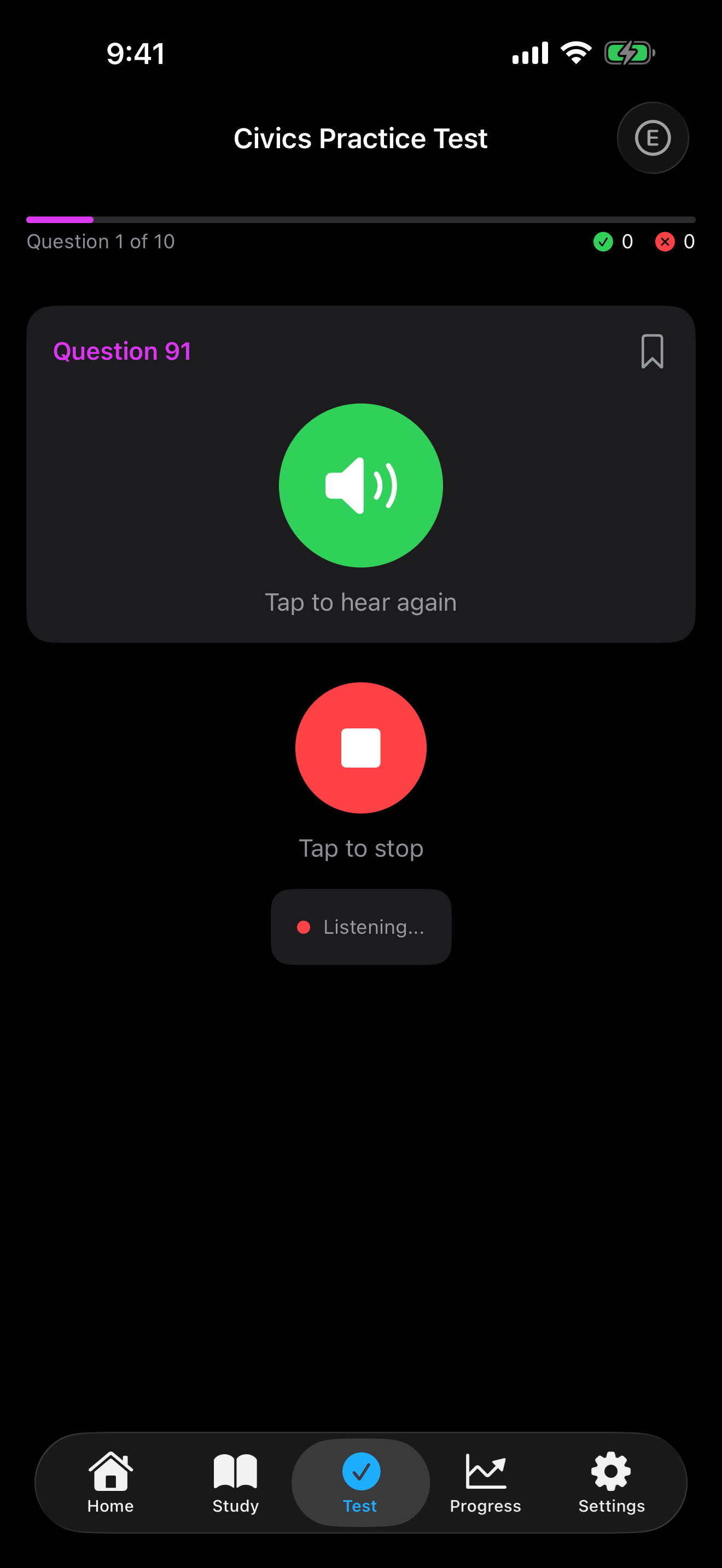Listening for a spoken answer on iPhone