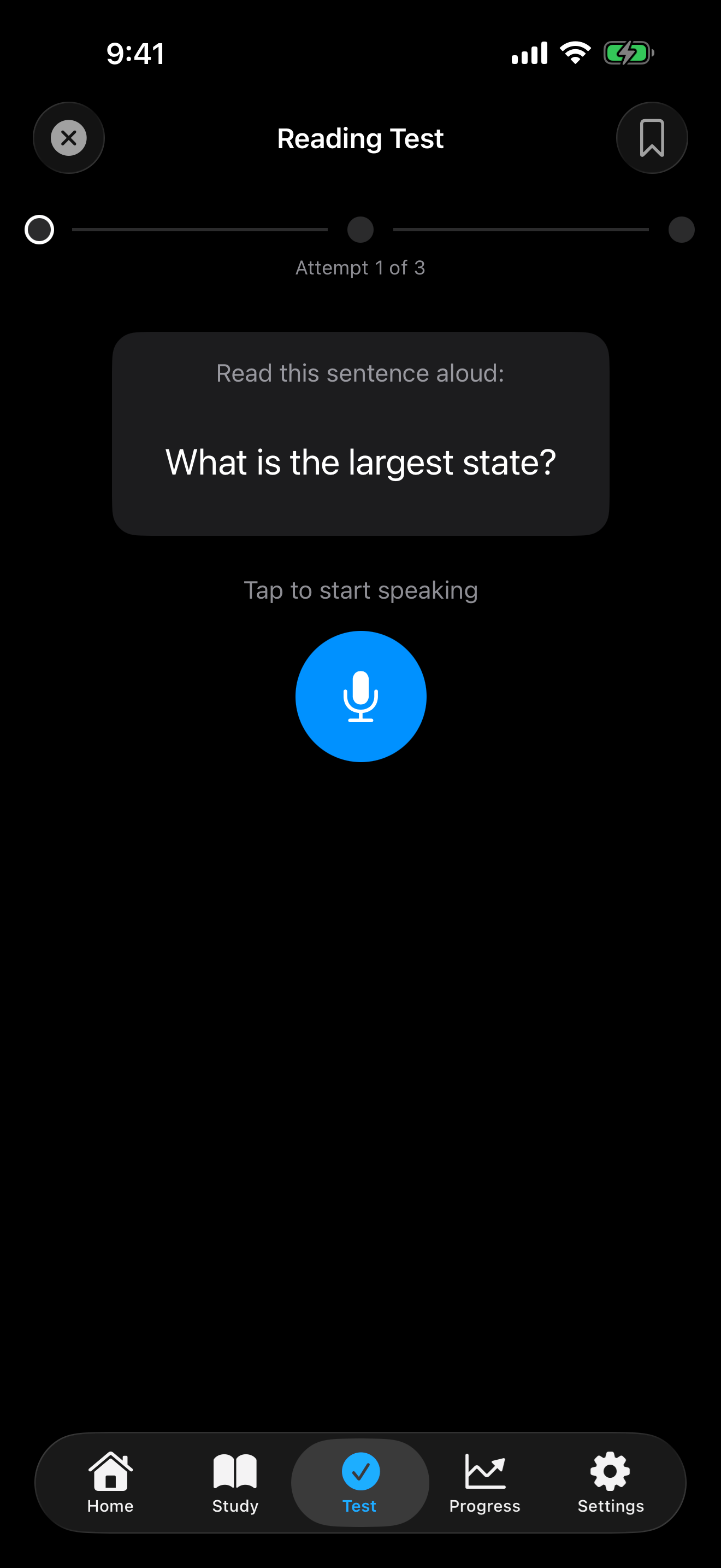Speech Match waiting for you to tap the microphone on iPhone