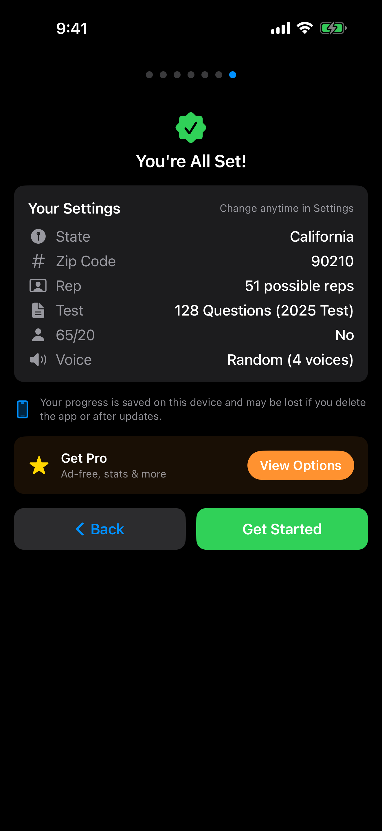 The onboarding summary screen on iPhone