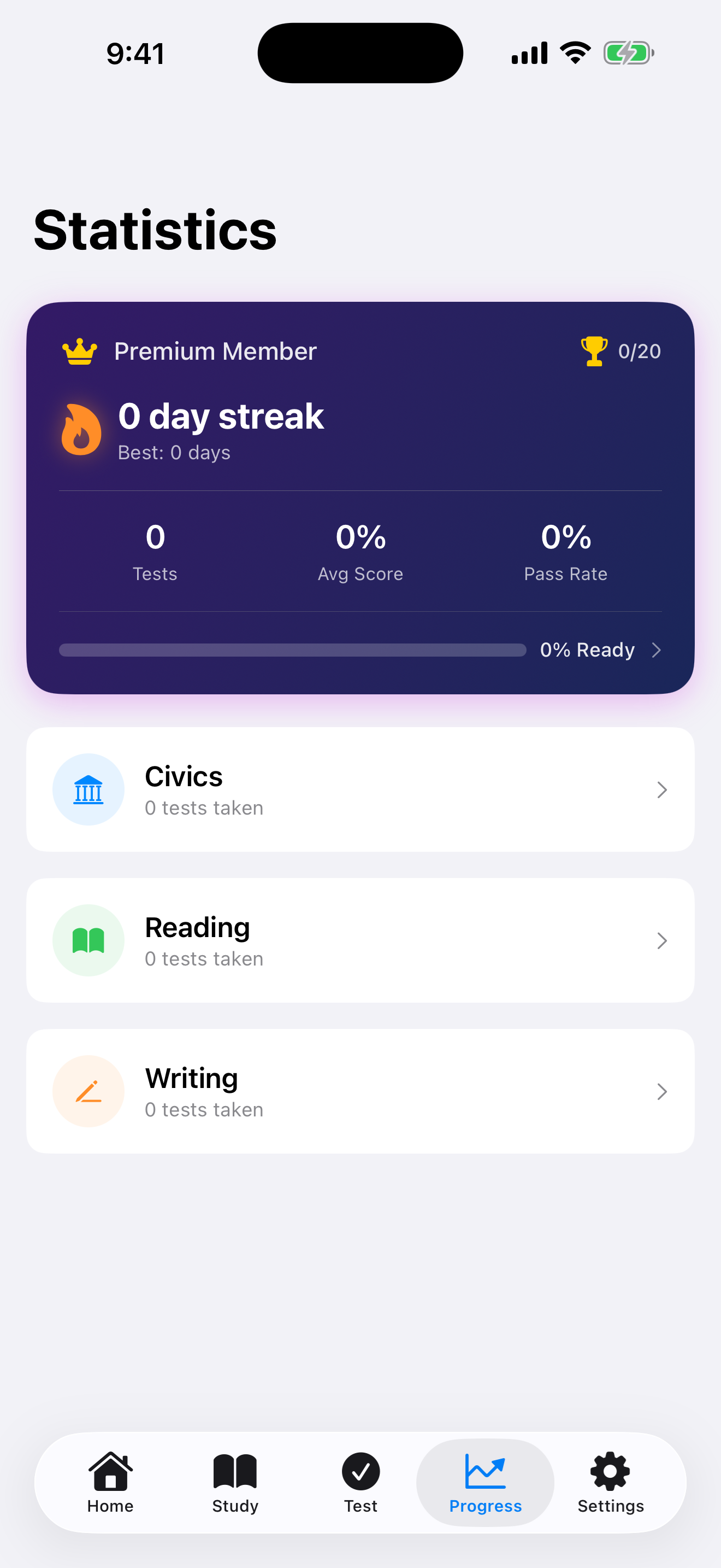 Test results screen on iPhone