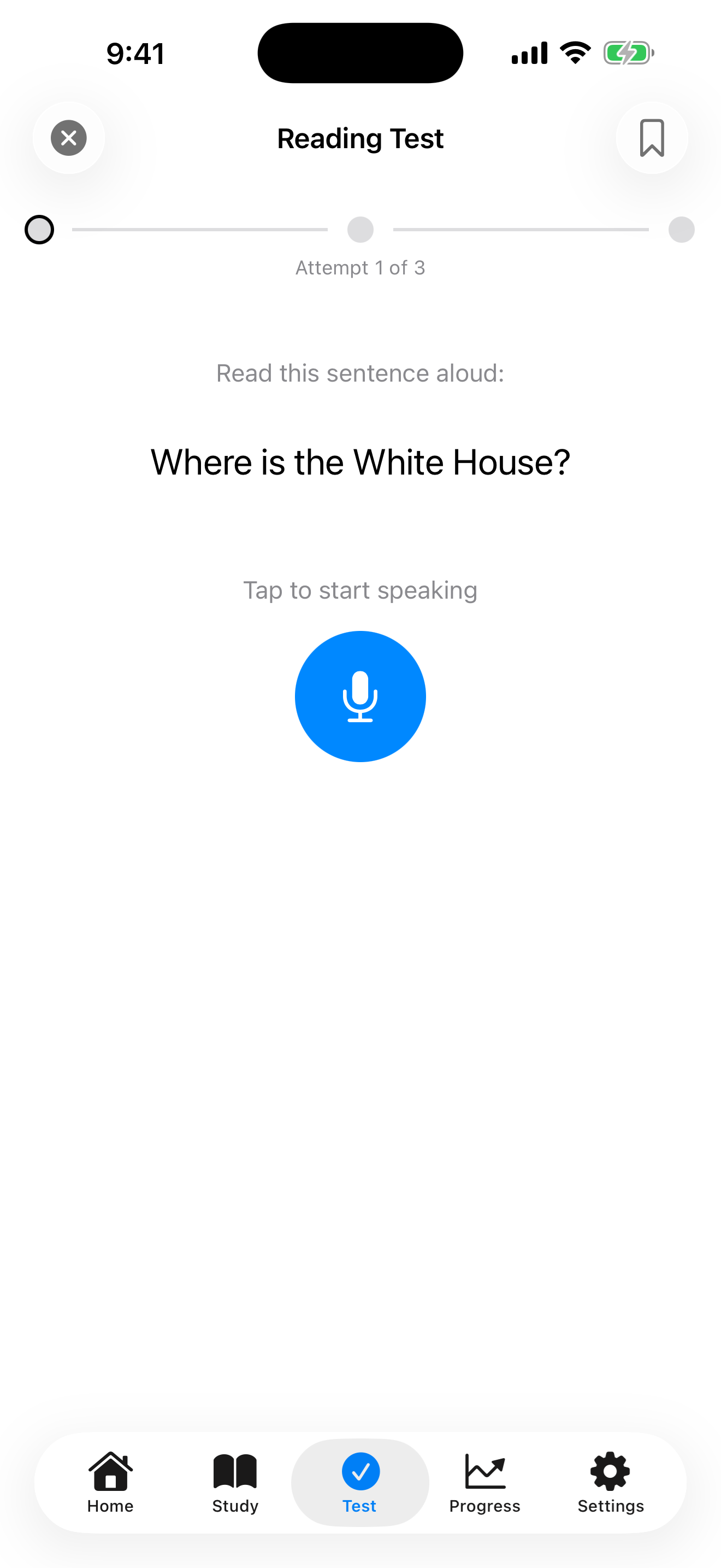 Speech Match waiting for you to tap the microphone on iPhone