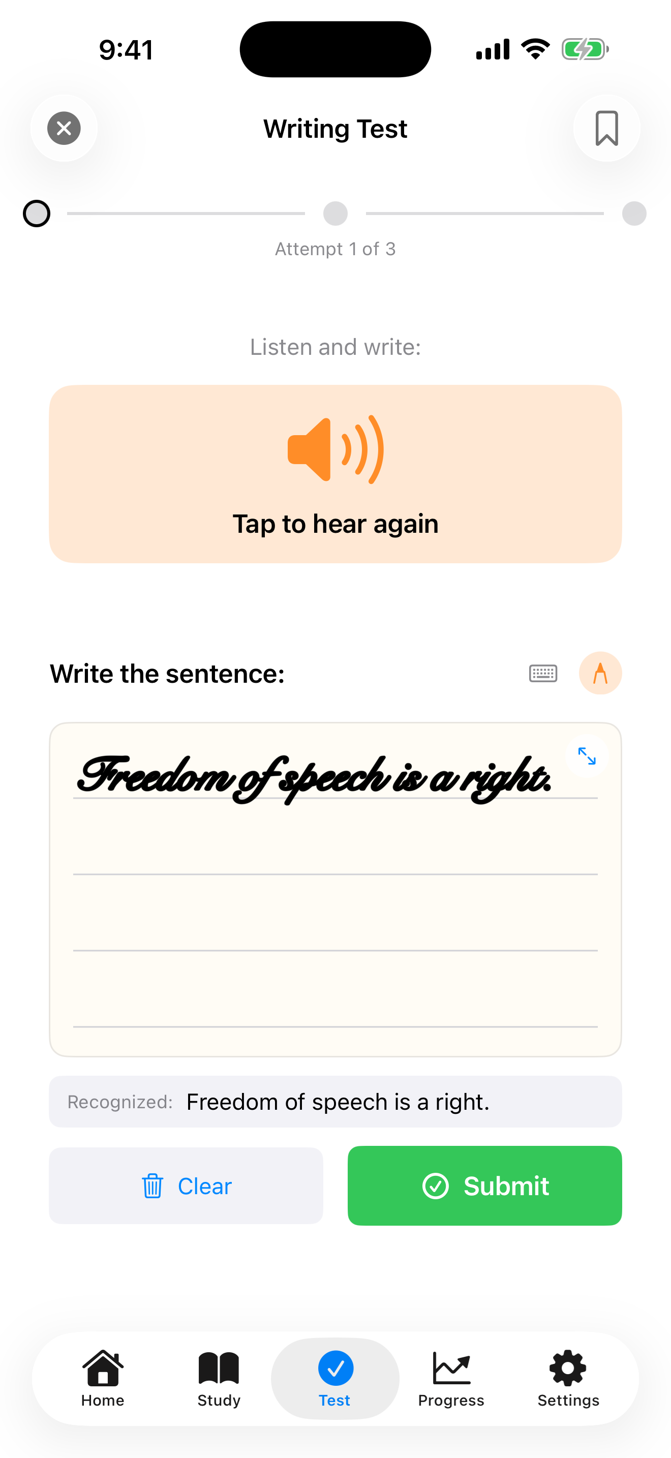 Handwriting on the canvas, recognized as you write on iPhone