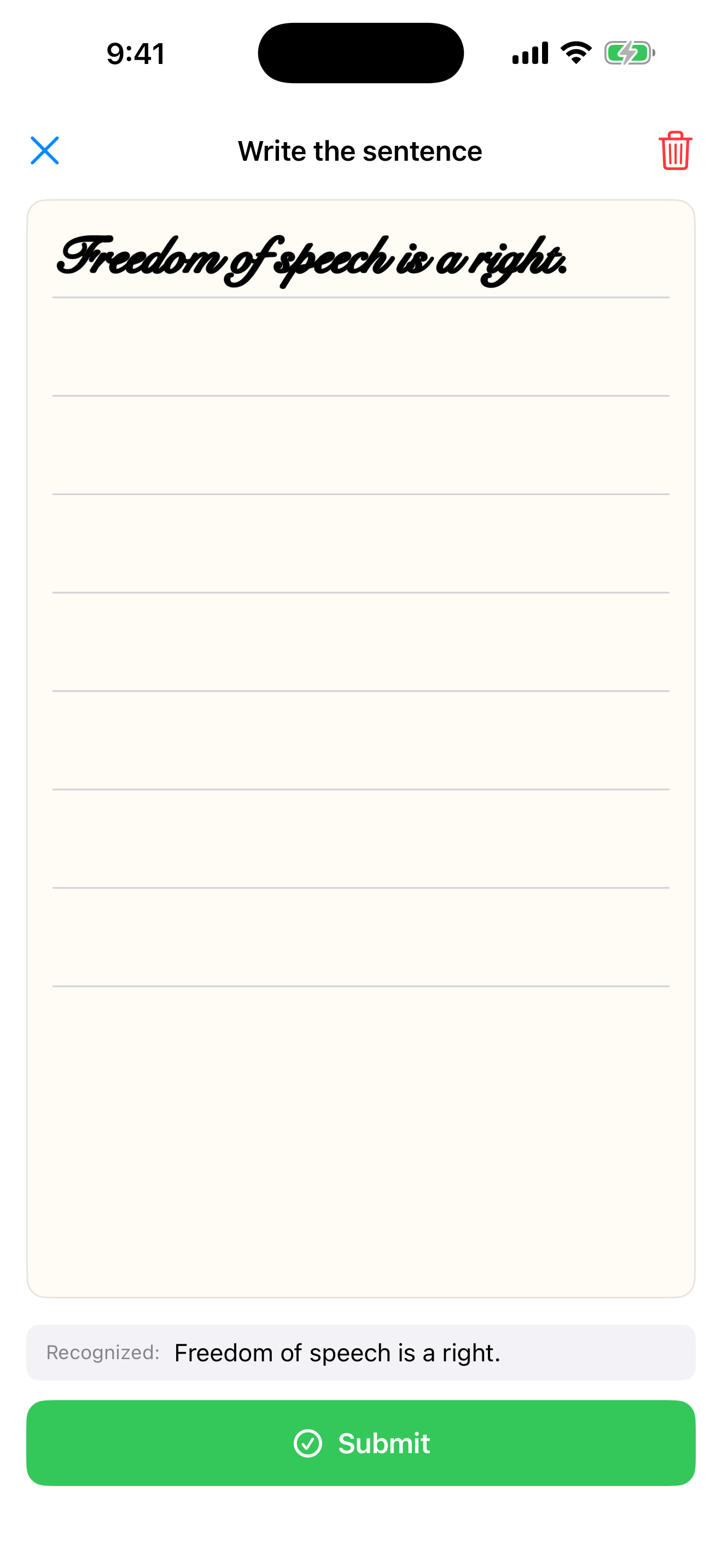 The canvas expanded to full screen on iPhone