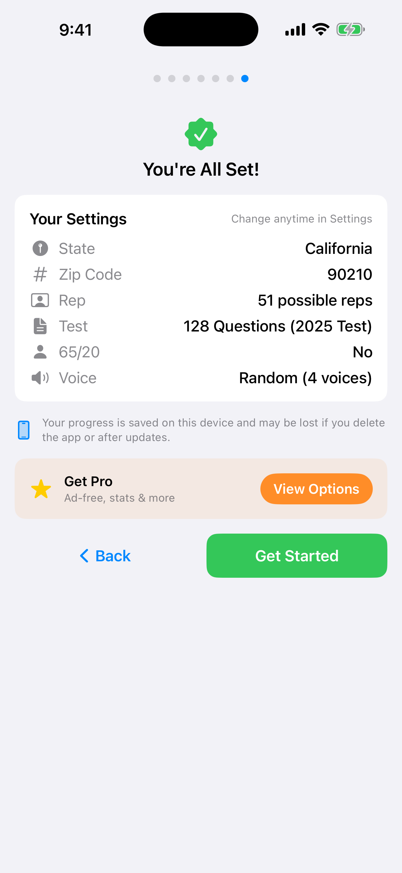 The onboarding summary screen on iPhone