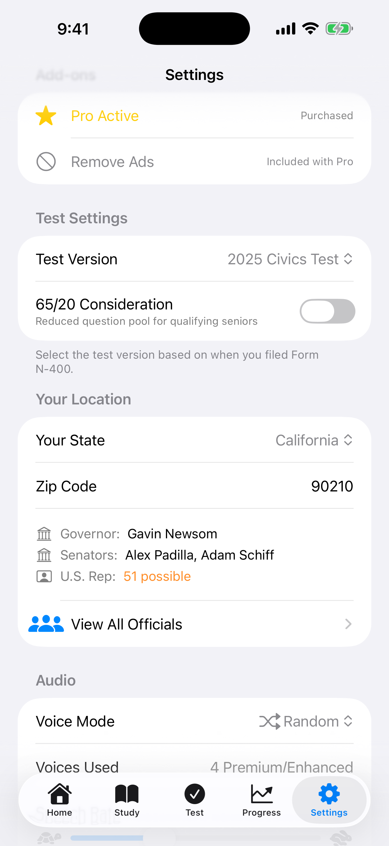 The Add-ons section with Pro active on iPhone