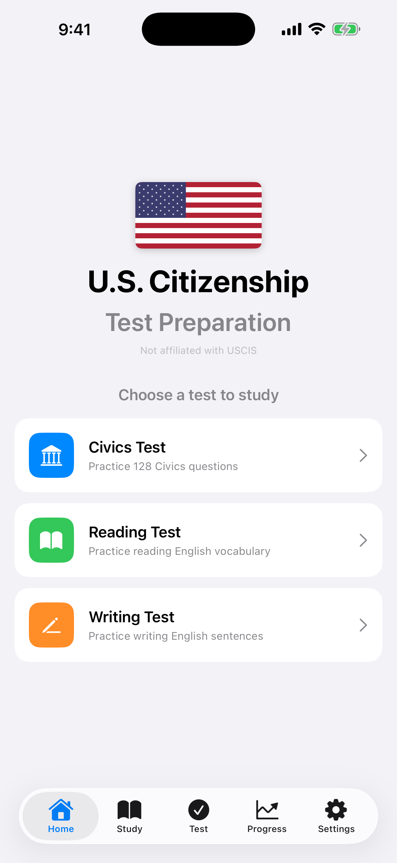 The home screen at the default text size